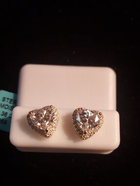 Sterling Silver Moissanite Heart Earrings 4.38CTW